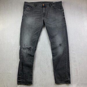 Diesel Mens Pants 38 Gray Distressed Jeans Thommer Slim Skinny Wash 069BH 38x32